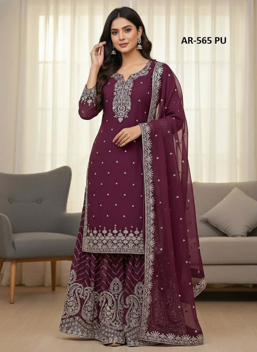 Premium Jimmy Choo Fabric Multi-Color Embroidery Three-Piece-প্রিমিয়াম জিমিচু ফেব্রিক মাল্টি-কালার এমব্রয়ডারি ও সিকুইন থ্রি-পিস