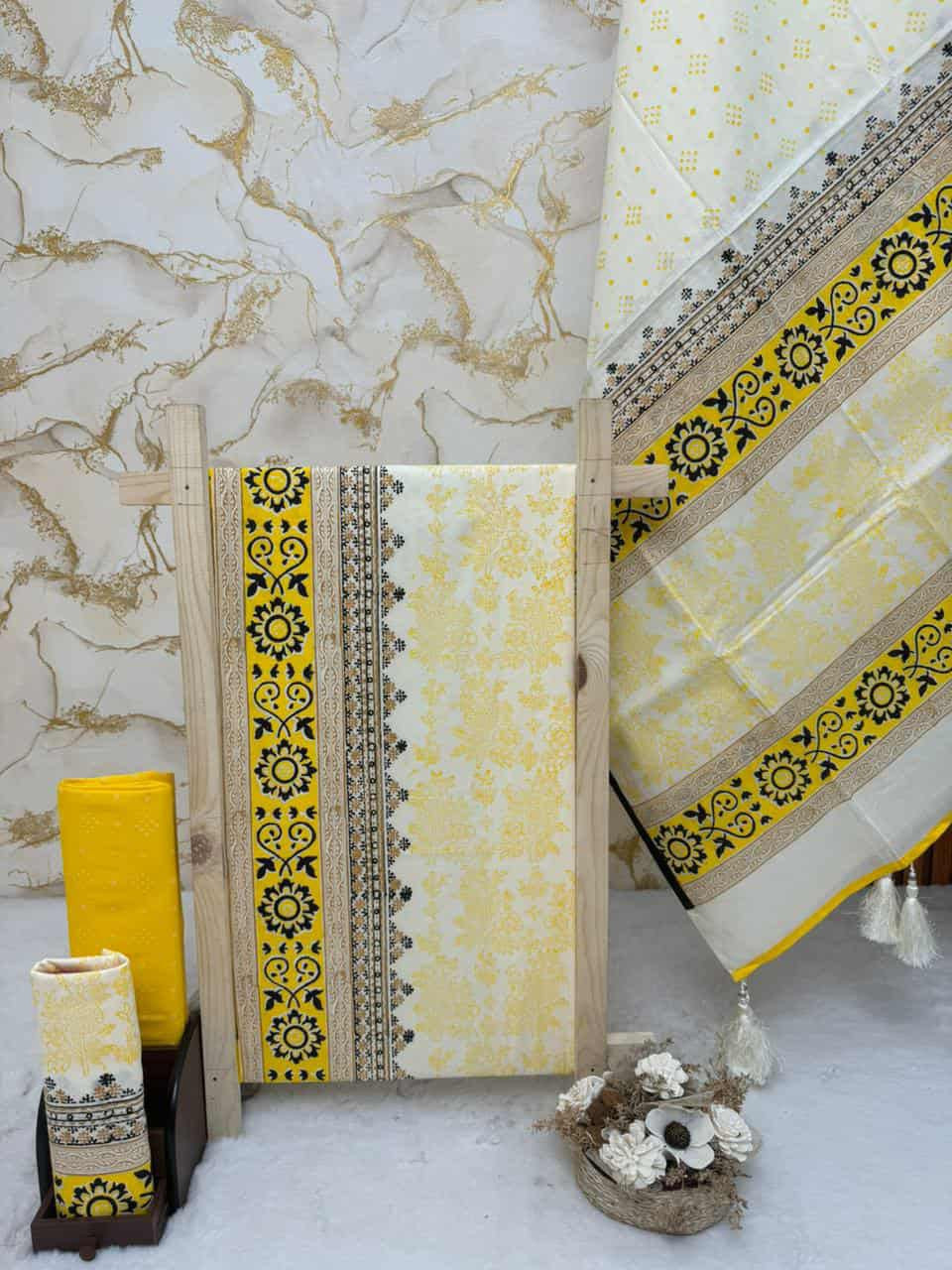 ​?✨ ​Product Title: ​English: Arka Century Voile Tassel Block Print Unstitched Three-Pieceবাংলা: অর্ক সেঞ্চুরি ভয়েল টার্সেল ব্লক থ্রি-পিস (১০০% কালার গ্যারান্টি) ​? অর্ক সেঞ্চুরি ভয়েল ব্লক থ্রি-পিস – 