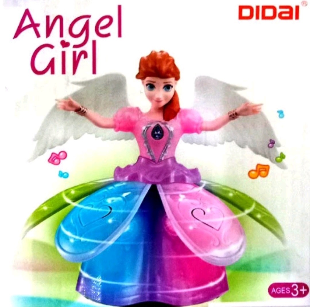 0Battery Operated Dancing Angel Girl Spinning with Bump & Go Action, Flashing Light