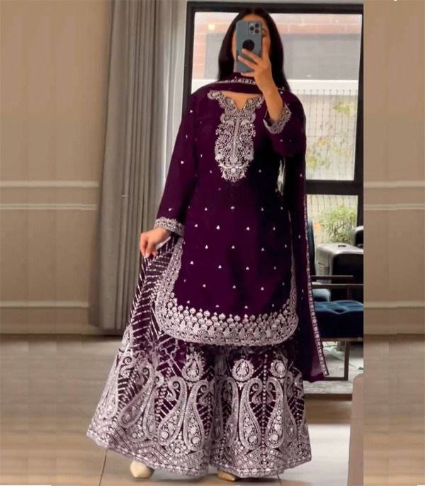 Premium Jimmy Choo Fabric Multi-Color Embroidery Three-Piece-প্রিমিয়াম জিমিচু ফেব্রিক মাল্টি-কালার এমব্রয়ডারি ও সিকুইন থ্রি-পিস